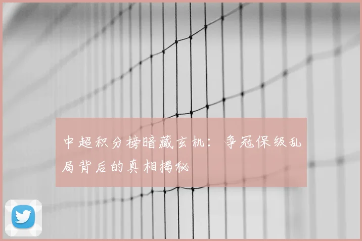 中超积分榜暗藏玄机：争冠保级乱局背后的真相揭秘